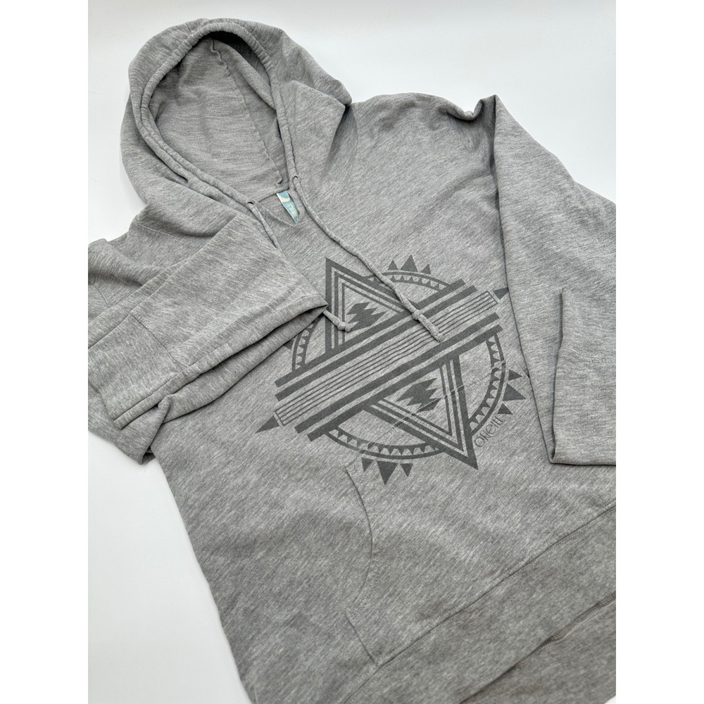O'Neill Graphic Hoodie Women Medium Gray Good Tribal Surf Beach Pullover